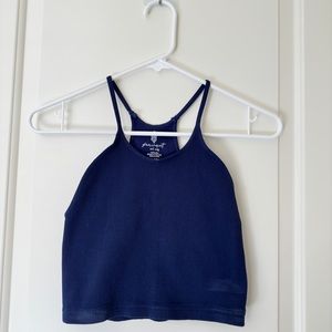 navy blue seamless free people movement halter top
